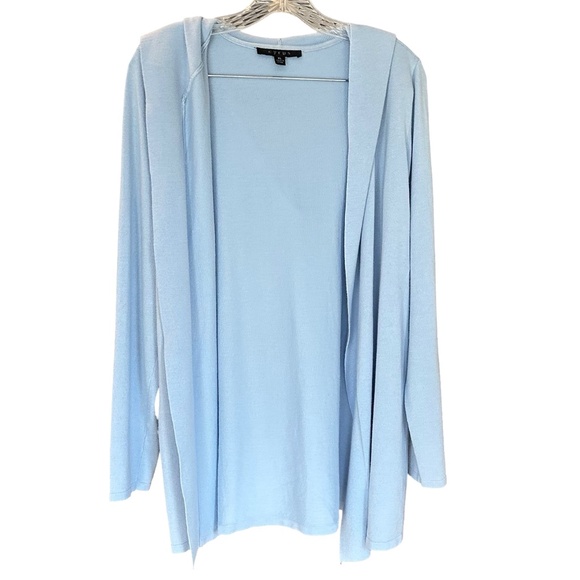 Cyrus Women's Long Open Front with Hood Cardigan Blue Size XL - Picture 1 of 10
